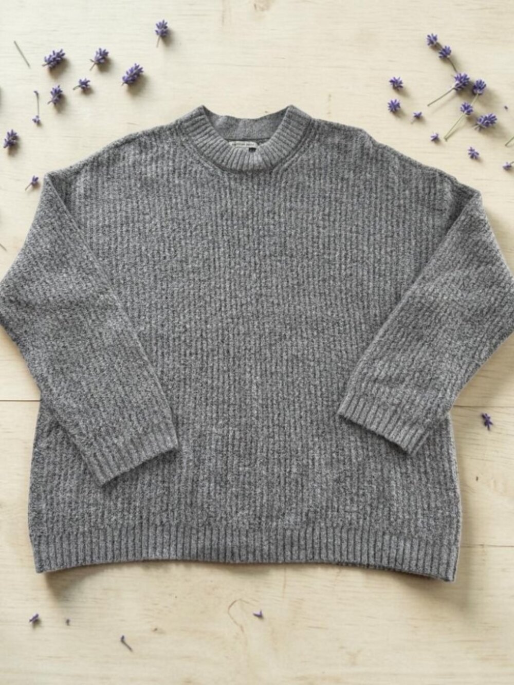 American Eagle Gray Oversized Pullover Sweater Women's S Cozy Knit Top